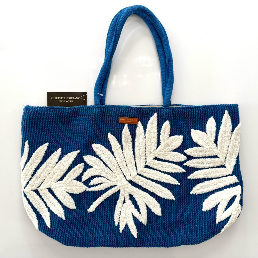 NWT- Christian Siriano Blue and White Botanical Tote